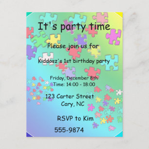 Invitation Pièces de puzzles multicolores
