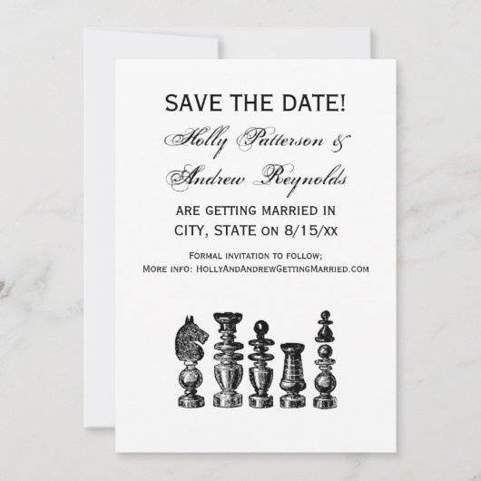 Invitation Pièces d'échecs Art Vintage (Devant)