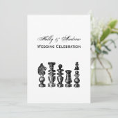 Invitation Pièces d'échecs Art Vintage (Debout devant)