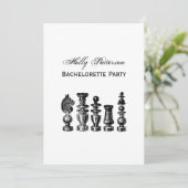 Invitation Pièces d'échecs Art Vintage (Debout devant)