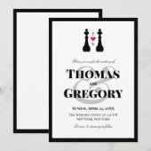 Invitation Pièces d'échecs du roi noir Mariage gay (Devant / Derrière)