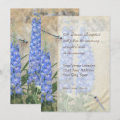 Invitation Pied de libellule Papillon Delphinium n Poppy Réce (Devant / Derrière)