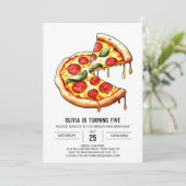 Invitation Pied de page personnalisé Pizza Anniversaire (Debout devant)
