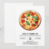 Invitation Pied de page Pizza imprimable Anniversaire (Devant / Derrière)