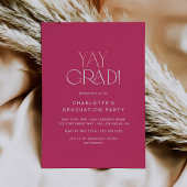 Invitation Pied moderne | Hot rose Yay Grad Graduation Party