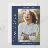 Invitation Pied moderne | Marine Gold Il L'A Fait Photo Gradu (Dos)