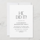 Invitation Pied moderne | Minimal Il L'A Fait Graduation Part (Devant)