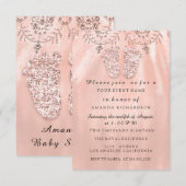 Invitation Pieds baby shower Silver Girl Garçon Royal Rose Bl (Devant / Derrière)