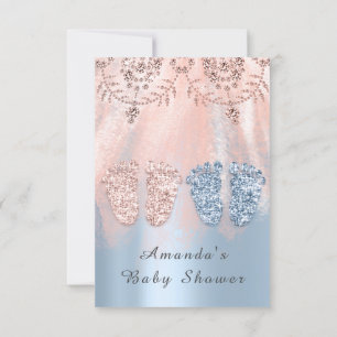 Invitation Pieds baby shower Silver Girl Garçon Royal Twins