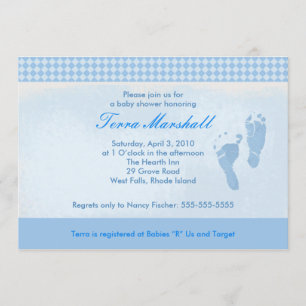 Invitation Pieds Bleus Baby shower Taille de l'invitation : 5