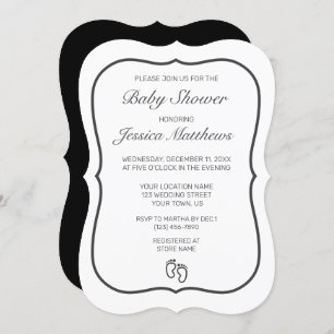 Invitation Pieds de Baby shower blanc minimaliste moderne
