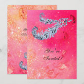 Invitation PIEDS DE DIAMONDE, étincelles roses (Devant / Derrière)