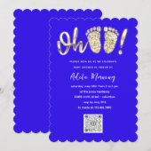 Invitation Pieds Parties scintillant or Baby Girl QR CODE Roy (Devant / Derrière)
