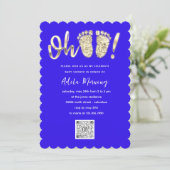 Invitation Pieds Parties scintillant or Baby Girl QR CODE Roy (Debout devant)