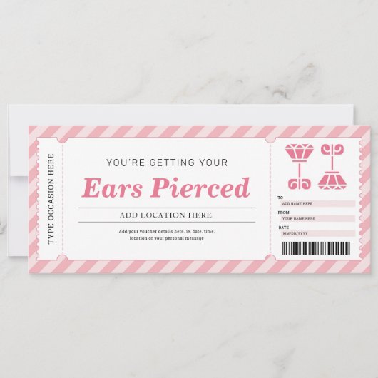 Invitation Piercing de l'oreille - pièce justificative de cer (Devant)