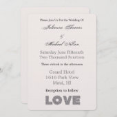 Invitation Pierre Beige Crème Amour Argent (Devant / Derrière)