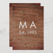 Invitation Pierre de brique rustique marron ajoutez nom lettr (Devant / Derrière)