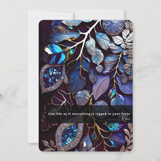 Invitation Pierre de cristal Iridescente, Bleu, Lavande (Dos)