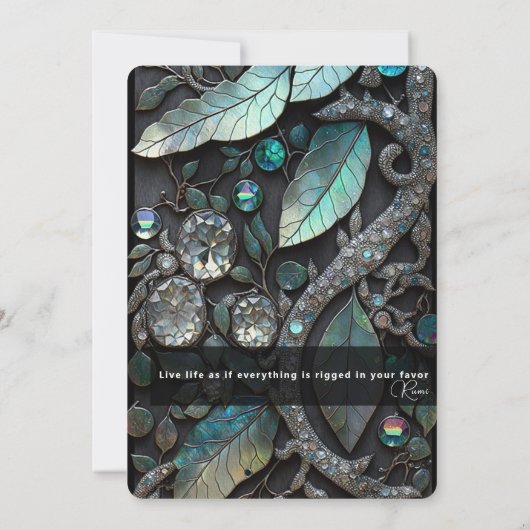 Invitation Pierre de cristal Iridescente, Platine, Argent, tu (Dos)
