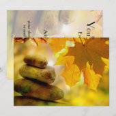 Invitation Pierre de méditation zen et Feuilles de l'érable (Devant / Derrière)