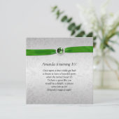 Invitation Pierre de ruban vert émeraude douce 16 (Debout devant)