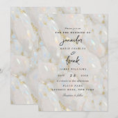 Invitation Pierre d'opale iridescente pastel élégante et scin (Devant / Derrière)