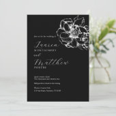 Invitation Pierre florale moderne Mariage noir et blanc (Debout devant)