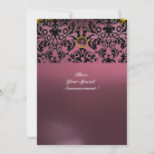 Invitation pierre gemme damas monogramme améthyste violet fon (Dos)