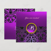 Invitation PIERRE GEMME DE DAMAS MONOGRAMME améthyste pourpre (Devant / Derrière)