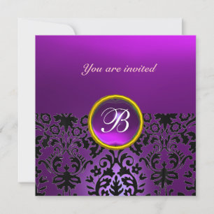 Invitation PIERRE GEMME DE DAMAS MONOGRAMME améthyste pourpre