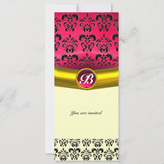 INVITATION PIERRE GEMME MONOGRAMME DAMASK (Devant)