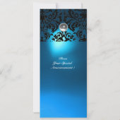 Invitation PIERRE GEMME MONOGRAMME DAMASK  blanc bleu, sarcel (Dos)