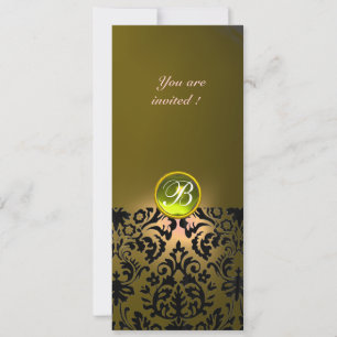 Invitation PIERRE GEMME MONOGRAMME DAMASK  jaune