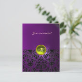 Invitation PIERRE GEMME MONOGRAMME DAMASK jaune violet (Debout devant)