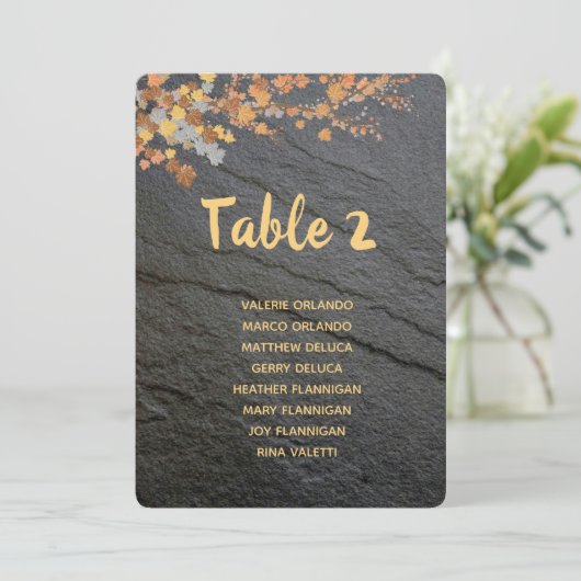 Invitation Pierre gris modifiable Feuilles Automne Sièges tab (Debout devant)