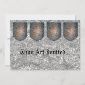 Invitation Pierre grise de Faux de lion de bouclier en métal (Devant)