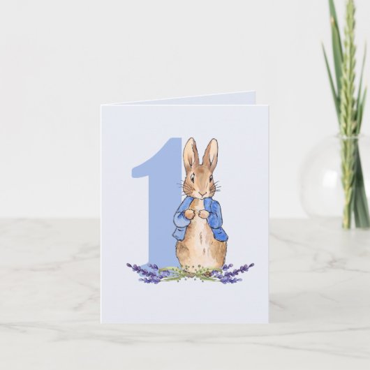 Invitation Pierre le lapin 1er anniversaire bleu (Devant)