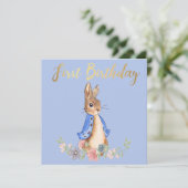 Invitation Pierre le Lapin avec Texte de Premier Anniversaire (Debout devant)