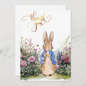 Invitation Pierre le lapin dans le jardin fleuri (Devant / Derrière)