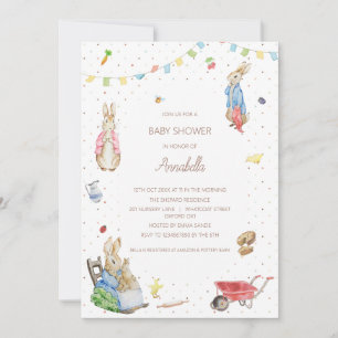 Invitation Pierre le lapin et le Baby shower de la famille