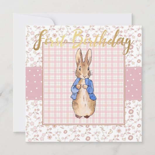 Invitation Pierre le lapin Premier anniversaire (Devant)