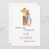 Invitation Pierre le lapin Premier anniversaire (Devant / Derrière)