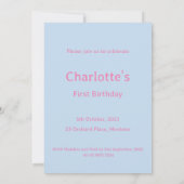 Invitation Pierre le lapin Premier anniversaire (Dos)