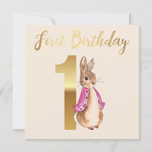 Invitation Pierre le lapin Premier anniversaire (Devant)