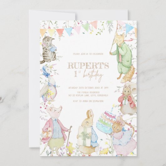 Invitation Pierre le lapin Premier anniversaire (Devant)