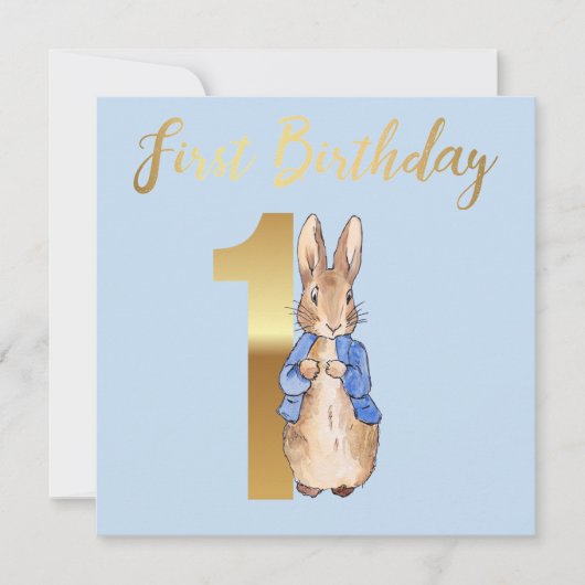 Invitation Pierre le lapin Premier anniversaire (Devant)