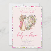 Invitation Pierre le lapin rose Floral Baby shower fille (Devant)