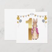 Invitation Pierre le lapin rose Veste premier anniversaire (Devant / Derrière)