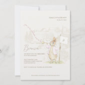 Invitation Pierre le lapin Un Baby shower lapin rose (Devant)