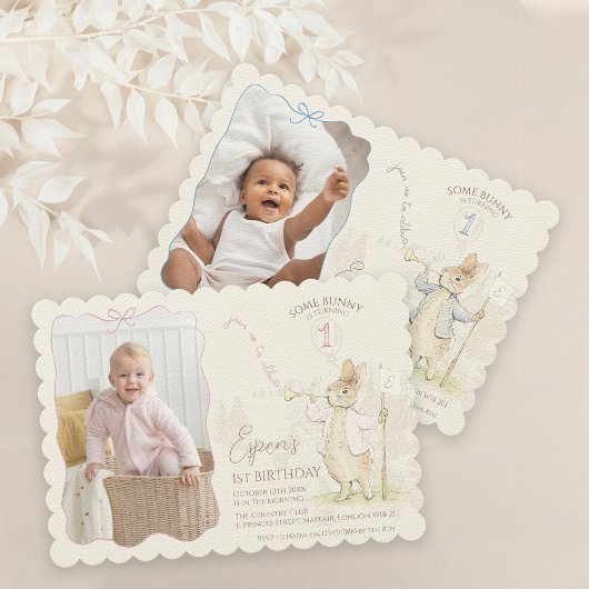 Invitation Pierre le lapin Un lapin 1er anniversaire Photo